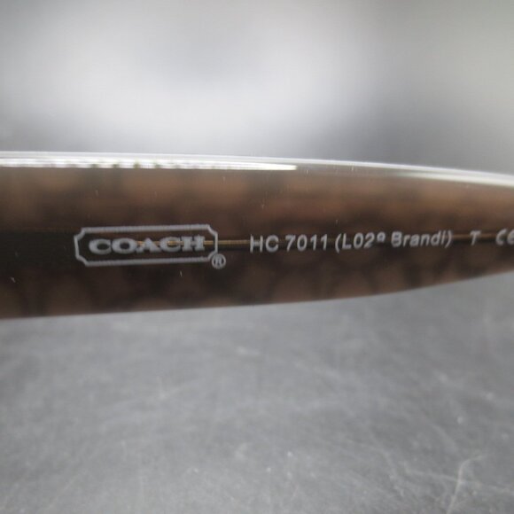 Coach Sunglasses HC7011 Dark Silver/Gray Logo Earpiece Blue Gradient Lenses Case main image 5